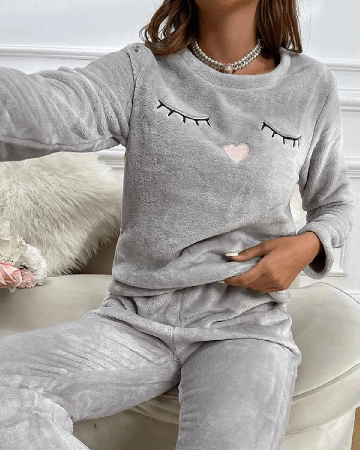 Dick Gefüttertes Warmes Damen Pyjama Set