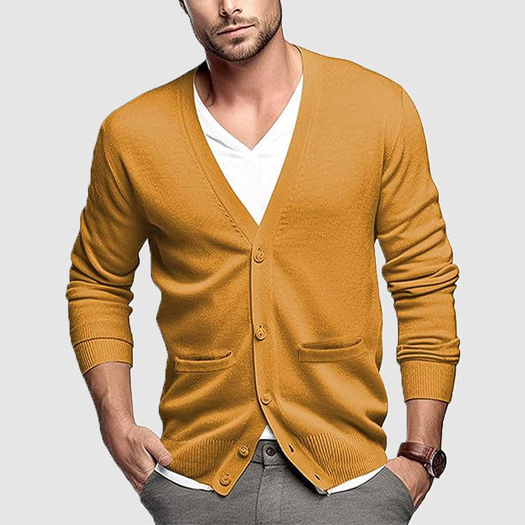 Herren Strickjacke Wollmischung Langarmstrickweste Jacke Herren Wollpullover