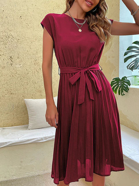 Elegantes - sommerkleid mit taillenband & fließender a-linie