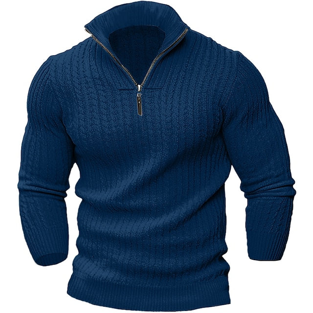 Blauer Pullover mit Zipper für Herren