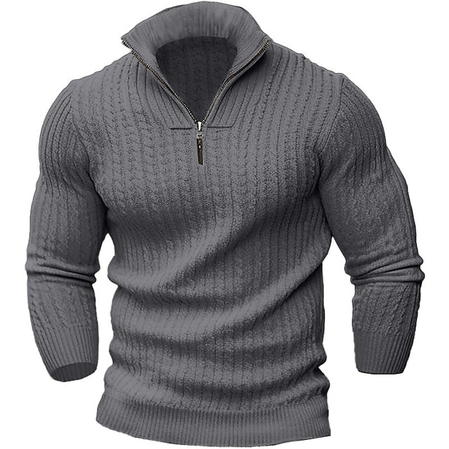 Grauer Pullover mit Zipper für Herren