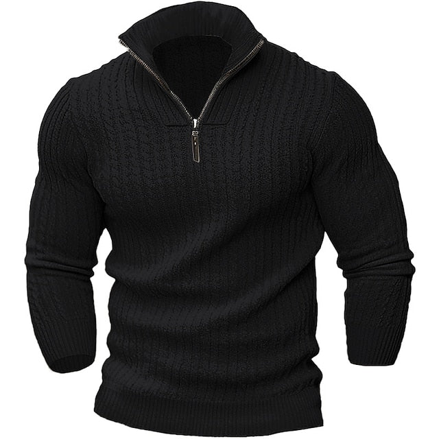 Schwarze Pullover mit Zipper für Herren