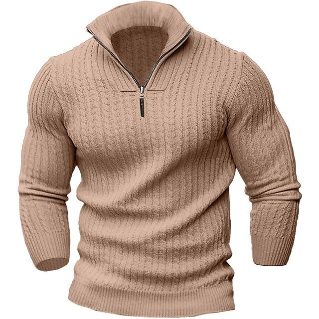 Braun Pullover mit Zipper für Herren