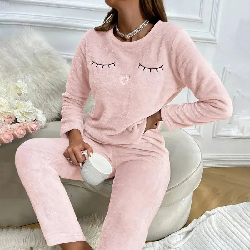 Dick Gefüttertes Warmes Damen Pyjama Set