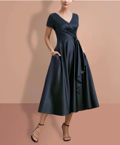 Grace – elegantes schwarzes midikleid