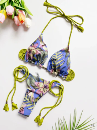 Addison – blau bedruckter, leichter brasilianischer seil-bikini