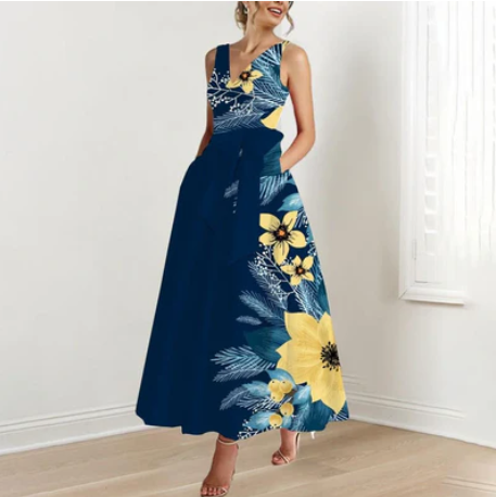 Isabella – marineblaues maxikleid