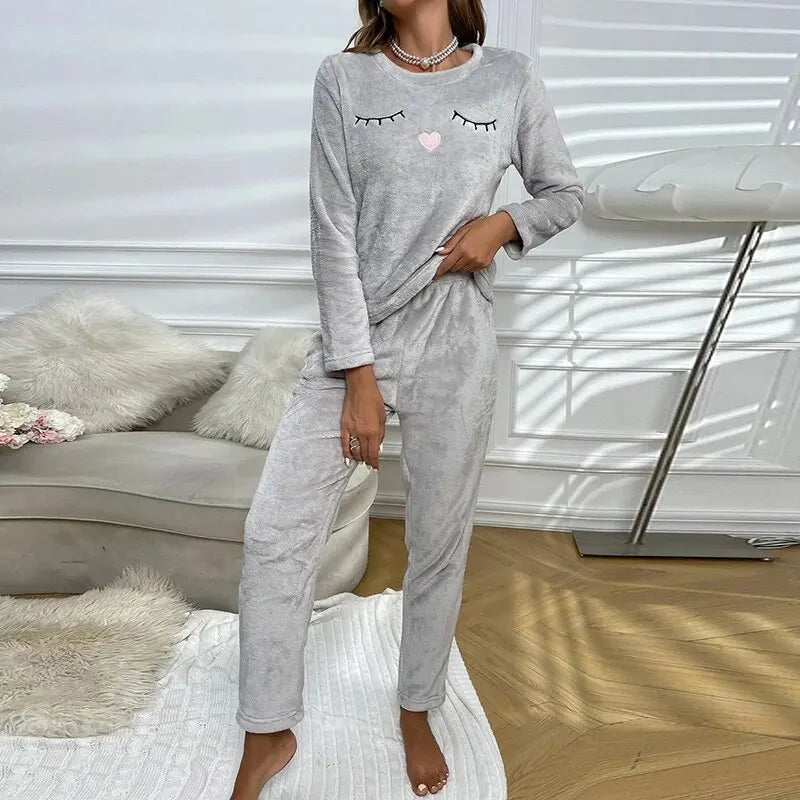 Dick Gefüttertes Warmes Damen Pyjama Set