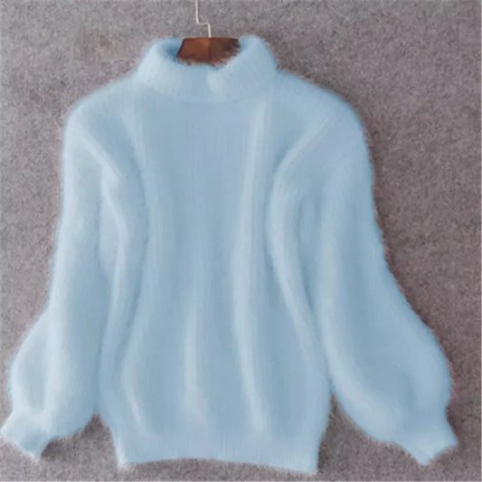 Taylor - locker gestrickter pullover in fester farbe - vintage angora pullover