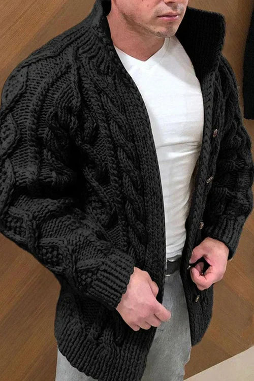 Dawe - herrenstrickjacke mit wildlederkragen