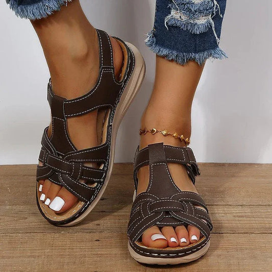 Orthopädische komfortsandalen aus vintage-leder