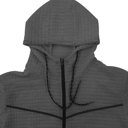 Herren Jacquard Kapuzenjacke Mit Schmalem Reissverschluss Lässige Sportjacke