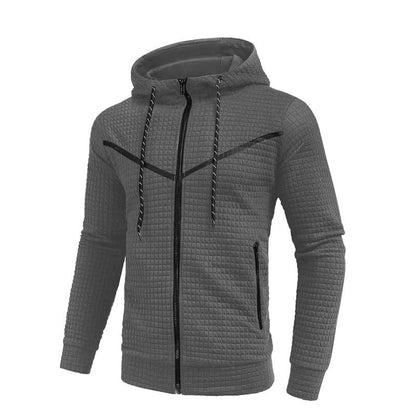 Herren Jacquard Kapuzenjacke Mit Schmalem Reissverschluss Lässige Sportjacke