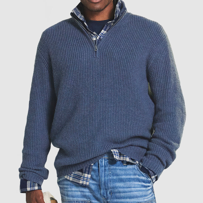 Herren Business Casual Kaschmirpullover Mit Reißverschluss