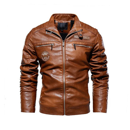 Hugo - Warme PU-Lederjacke im Motorrad-Stil