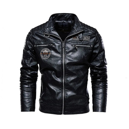 Hugo - Warme PU-Lederjacke im Motorrad-Stil