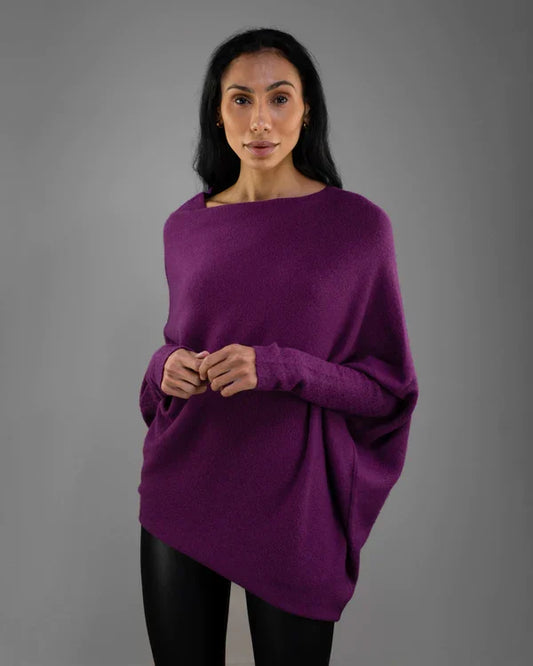 Asymmetrischer geraffter Pullover