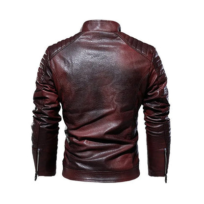 Hugo - Warme PU-Lederjacke im Motorrad-Stil