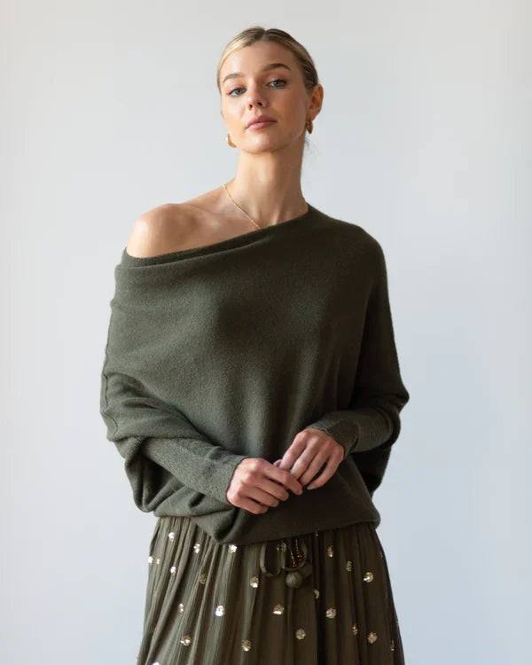 Asymmetrisch Drapierter Pullover