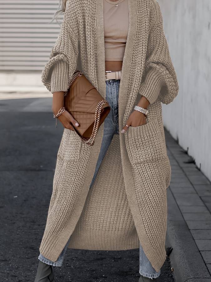 Extra langer Strickcardigan mit Taschen