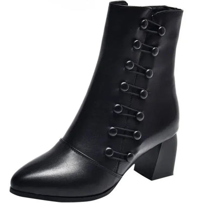 Damen Warme Seite Butto Lederstiefel