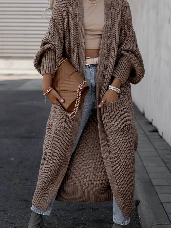 Extra langer Strickcardigan mit Taschen