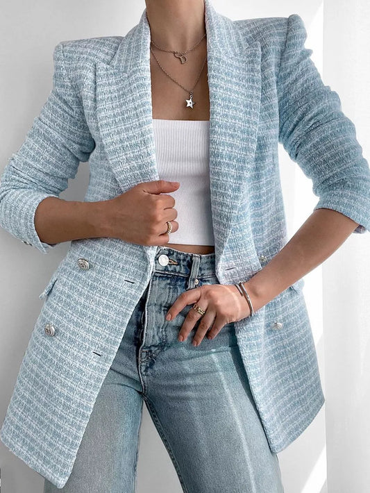 Greta | Karierter Tweed-Blazer